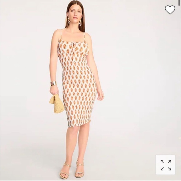 NWT JCrew Smocked linen dress in gathered floral block print